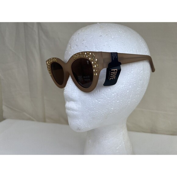 Frye & Co. 1021 GOLD  Square Cat Eye Studded Bulky Sunglasses NWT MSRP $149 - Picture 3 of 9